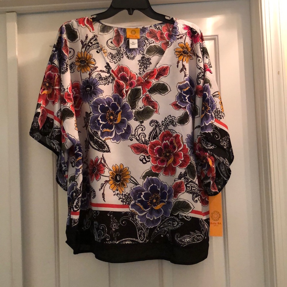 Berek Blue and Pink 3/4 Sleeve Boxy Blouse